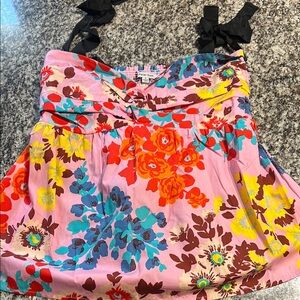 Peter Som Pink and Blue Ruched top shirt halter stretch S SMALL